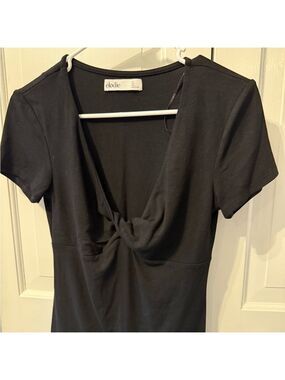 Elodie Black Tie Front Fitted Top